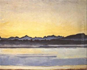 Genfersee Und Montblanc-kette Vor Sonnenaufgang by Ferdinand Hodler