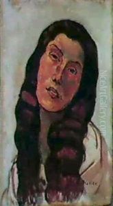 Frauenkopf Mit Aufgelostem Haar - Portrait Valentine Gode Darel, De Face by Ferdinand Hodler