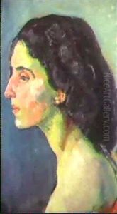 Kopf Einer Jungen Frau - Guilia Leonardi by Ferdinand Hodler