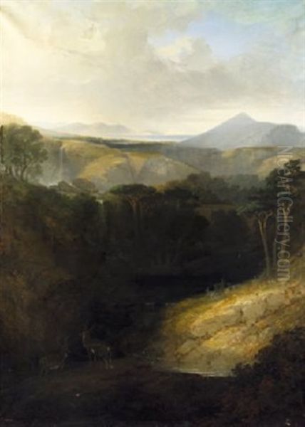 The Waterfall At Powerscourt & Sugar Loaf With Extensive View Towards Dalkey Island - view 1