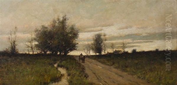Cart On Path Pastoral Landscape - view 1