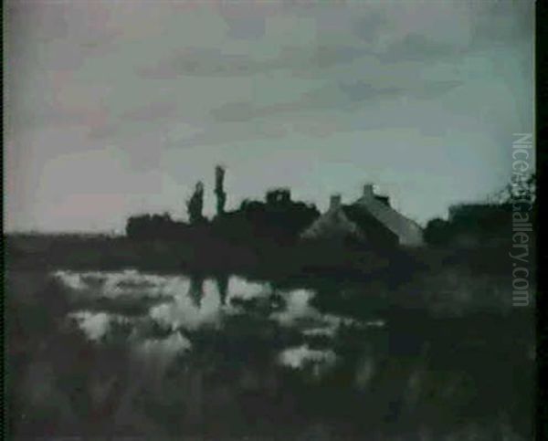 Farm Scene With Pond - view 1