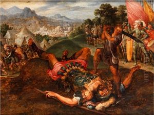 Enthauptet Den Philister Goliath by Kasper or Gaspar van den Hoecke