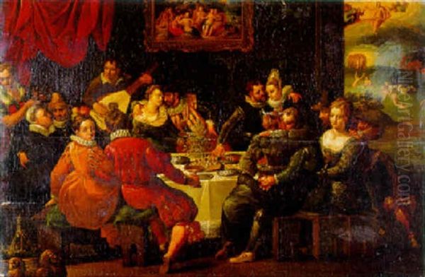 Vornehme Gesellschaft Beim Gastmahl - view 1