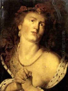 Gentildonna In Preghiera, Con Mantello Di Ermellino E Diadema