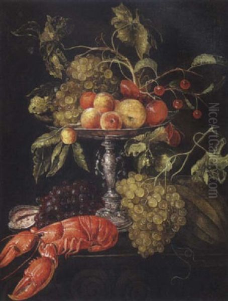 Nature Morte A La Coupe De Fruits Et Homard - view 1