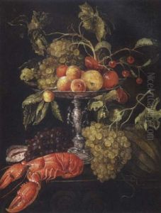Nature Morte A La Coupe De Fruits Et Homard