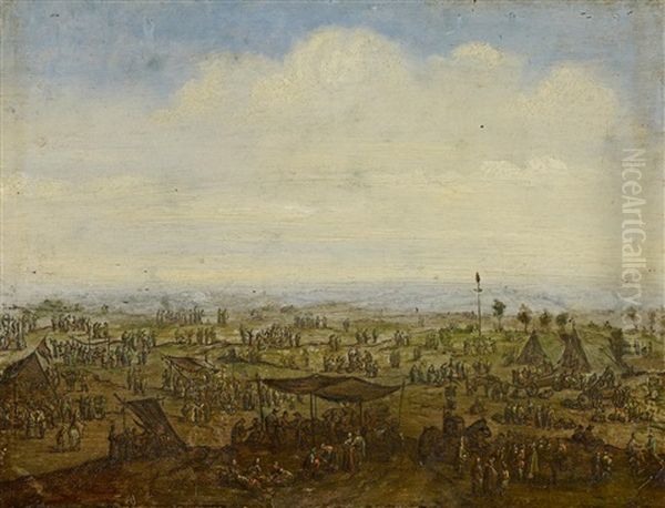 Weite Landschaft Mit Marktstanden Und Zahlreichen Personen - view 1