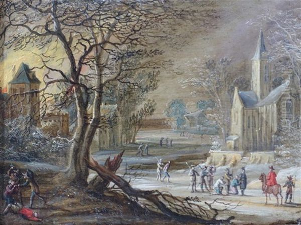 Village En Hiver Avec L'arrivee Des Troupes Espagnoles - view 1