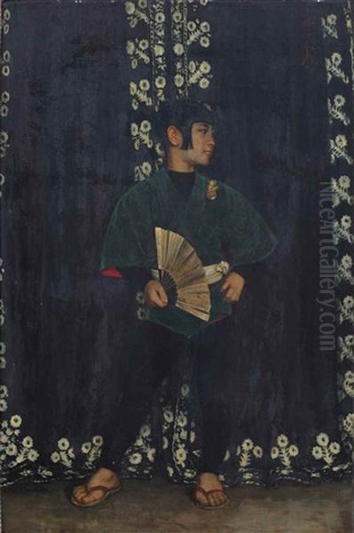 A Young Boy Holding A Fan - view 1