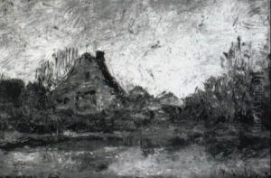 Landschaft Mit Weiher Und Gehoft by Rudolf Hoeckner