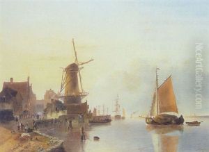 Estuary Scene by Jan Hendrik Willem Hoedt