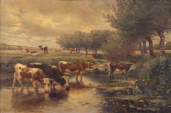 Vaches Pres D'un Ruisseau - view 1