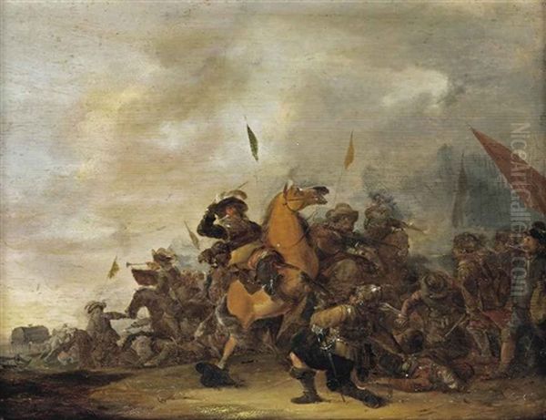 A Battle Scene With An Engagement Between Cavalry And Foot Soldiers - view 1