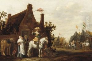 Soldier On Horseback Reposing Outside A Tavern