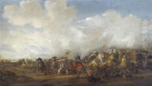 Gefecht Zwischen Kavellerie Und Pickenieren by Abraham van der Hoef