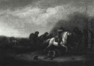 Cavalry Skirmish by Abraham van der Hoef