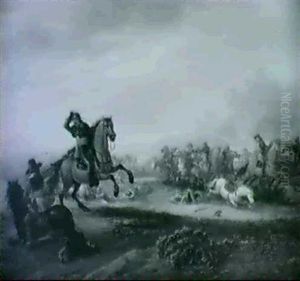 Scene De Bataille by Abraham van der Hoef