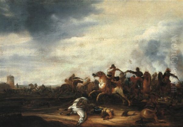 Cavalry Skirmish Near A Fort - view 1
