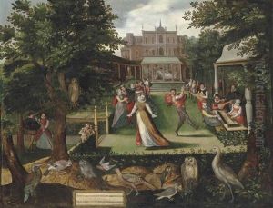 Elegantly Dressed Figures Merrymaking In A Garden Elegantly Dressed Figures Merrymaking In A Garden