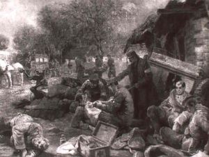 Tsterreichisch-ungarischer Verbandsplatz Mit Russischen Verwundeten by Rudolf August Hoeger