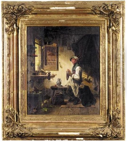 A Man In His Workshop Darning His Socks (ein Handwerker In Seiner Werkstatt Beim Strumpfestopfen) - view 1