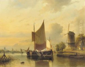 Shipping On A Calm by Cornelis Petrus T' Hoen