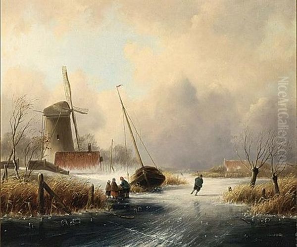 A Winter Landscape With Figures On The Ice - view 1