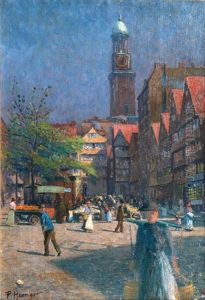 Der Schaarmarkt Mit Blick Auf Den Michel by Paul Hoeniger