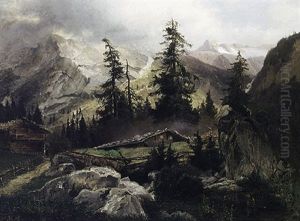 Sommertag In Den Alpen by August Hoerter