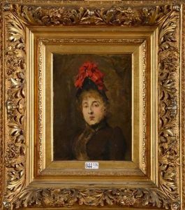 Portrait D'une Elegante Au Chapeau
