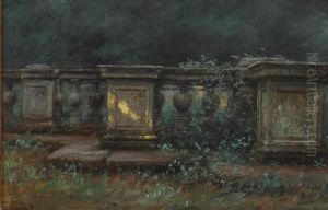 Im Park. Balustrade Von Pflanzen Uberwuchert