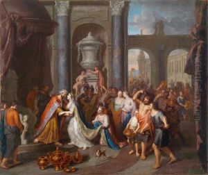 Das Zusammentreffen Der Konigin Von Saba Und Konig Salomos by Gerard Hoet