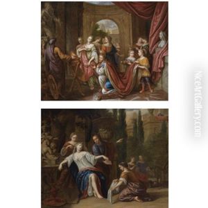 King David And Bathsheba (+ Salomon Worshipping The Idols; Pair) by Gerard Hoet