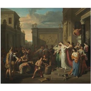 A Mythological Scene With Prisoners Kneeling Before A Queen by Gerard Hoet