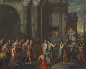 Paris Presenting Helen To The Court Of King Priam by Gerard Hoet