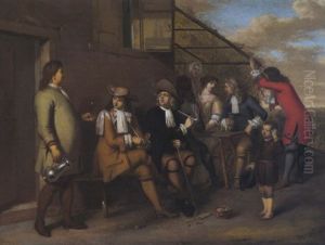 Elegante Gesellschaft Vor Einem Dorfwirthaus Elegante Gesellschaft Vor Einem Dorfwirthaus