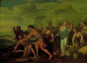 Moses Forsvarande Jethros Sju Dottrar Vid Kallan