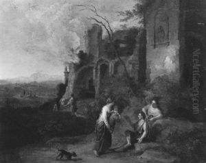 Arkadishe Landschaft Mit Bauerlicher Staffage Vor Ruinen Arkadishe Landschaft Mit Bauerlicher Staffage Vor Ruinen