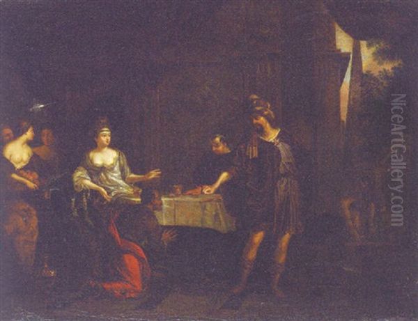 A Courtier Before A Queen In An Interior - view 1