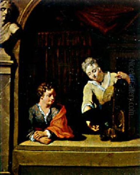 Enfants Jouant Avec Un Perroquet - view 1