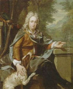 Portrait Of A Gentleman, In A Landscape With Instruments Of The Hunt by Gerard Hoet