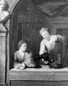 Jeune Femme Et Enfant Jouant Avec Un Perroquet Vu Au Travers D'une Fenetre De Pierre Jeune Femme Et Enfant Jouant Avec Un Perroquet Vu Au Travers D'une Fenetre De Pierre