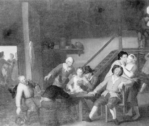 The Interior Of A Tavern With Figures Seated Around A Table