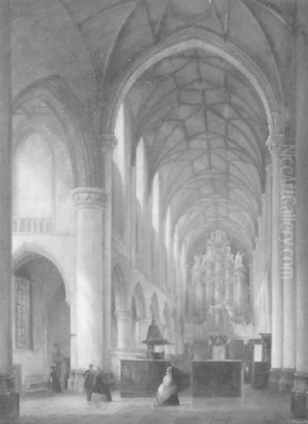 Elegant Figures In A Church Interior - view 1