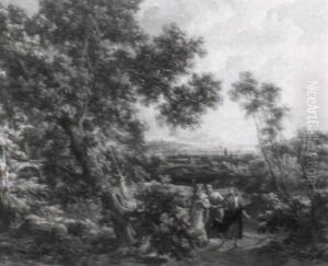 Christus Und Die Junger Auf Dem Gang Nach Emmaus by Johann Samuel Hoetzendorf