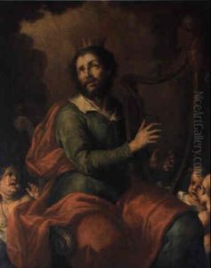 David, Auf Der Harfe Spielend by Johann Samuel Hoetzendorf