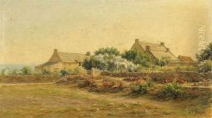 Maisons De Pecheurs Au Bord De L'ocean by Victor Barjon