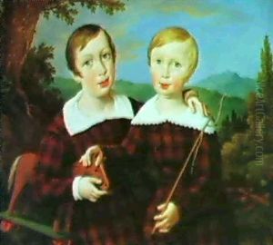 Bildnis Der Erzherzoge Franz Joseph Und Maximilian by Johann Nepomuk Hoefel