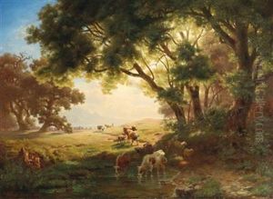 On Route To The Watering Place by Heinrich Hofer